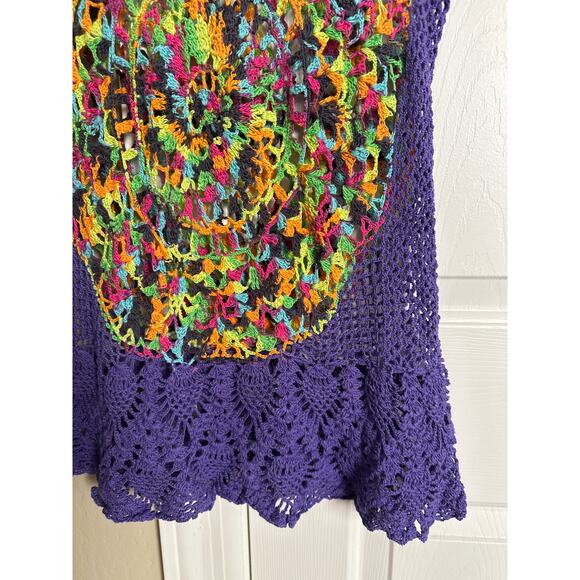 Handmade Purple Colorful Rainbow Crochet Top - Picture 3 of 7